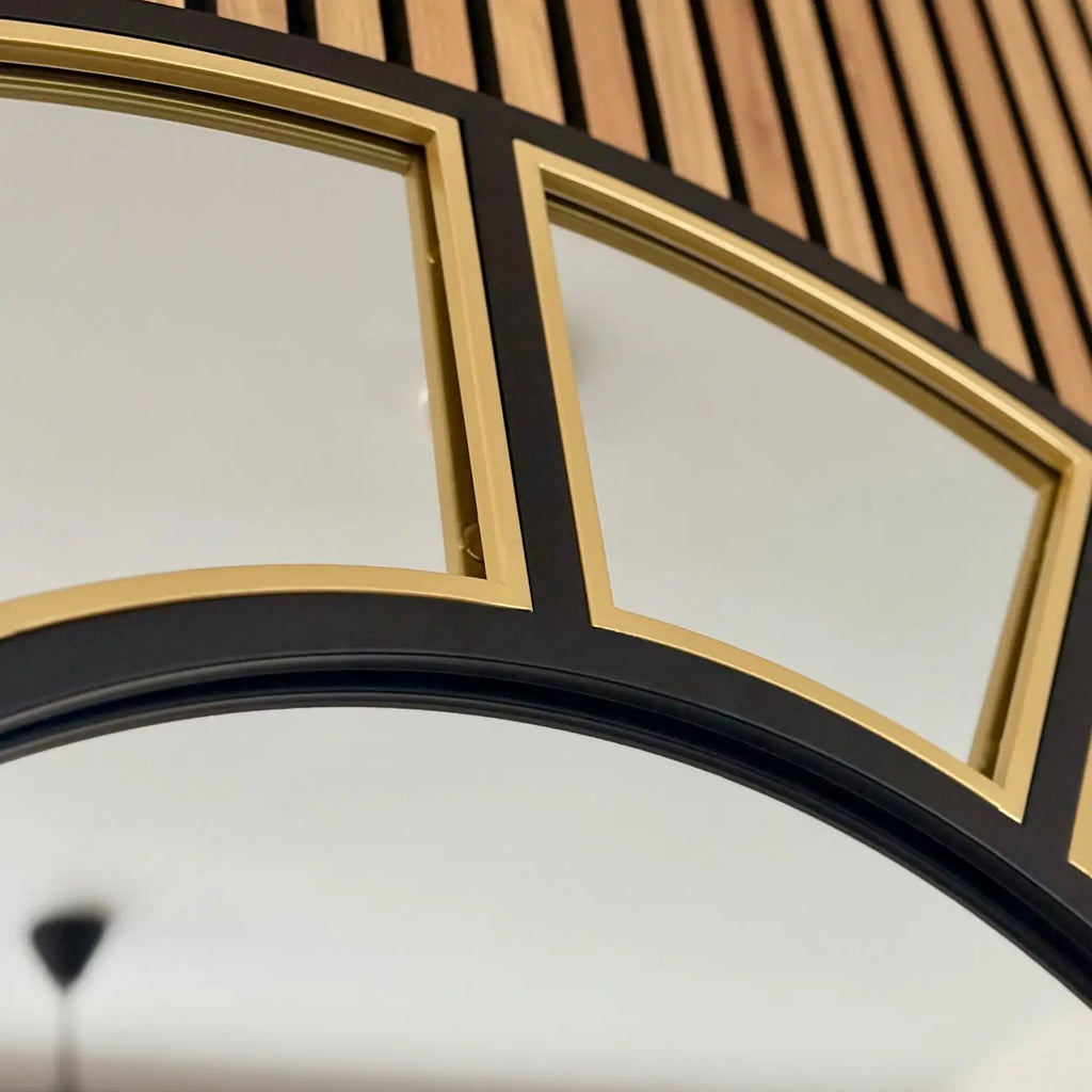 Black & Gold Arched Window Mirror