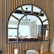 Load image into Gallery viewer, Black &amp; Gold Arched Window Mirror
