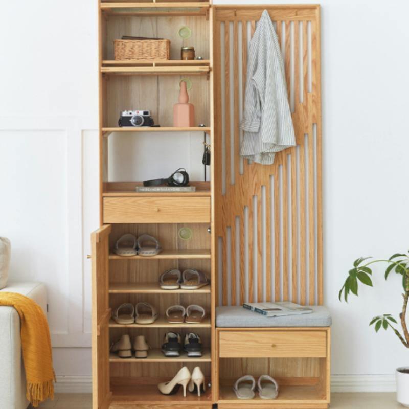 Nidda Oak Shoe Storage With Bench - Miola