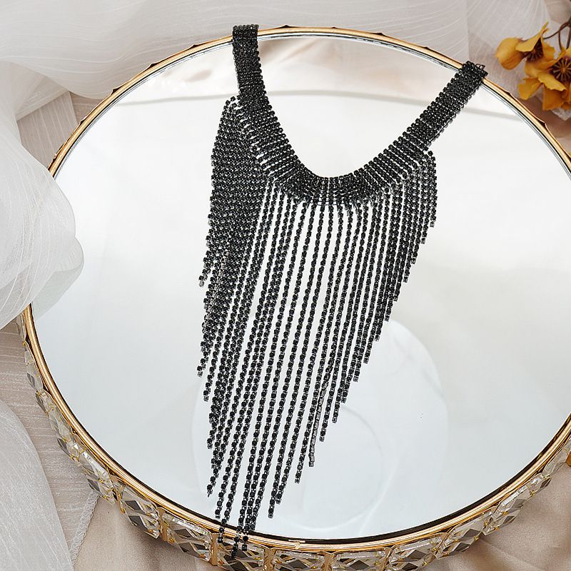 Long tassels crystals necklace