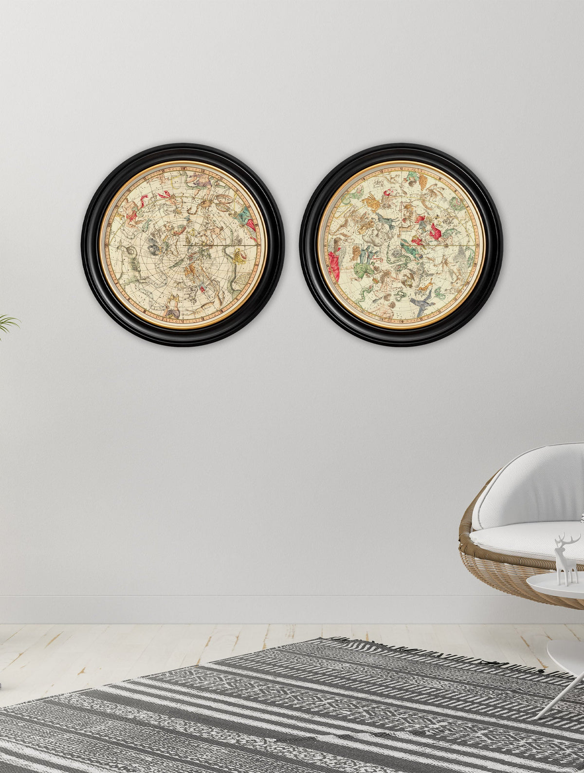 c.1820 Map of Constellations - Round Frame