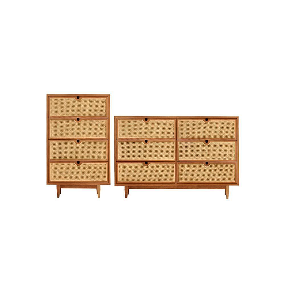 Pavia Chests Of Drawers, Natural Rattan & Oak - Miola