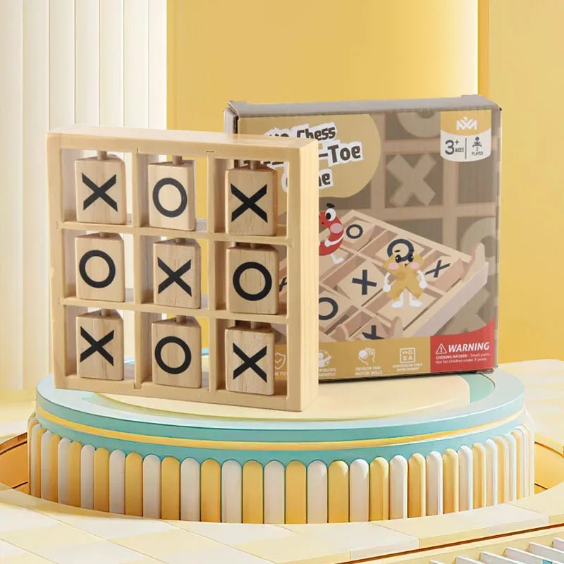 Educational Wooden Xoxo Checkers Game for Kids Fun Interactive Dual Player Chall - Miola