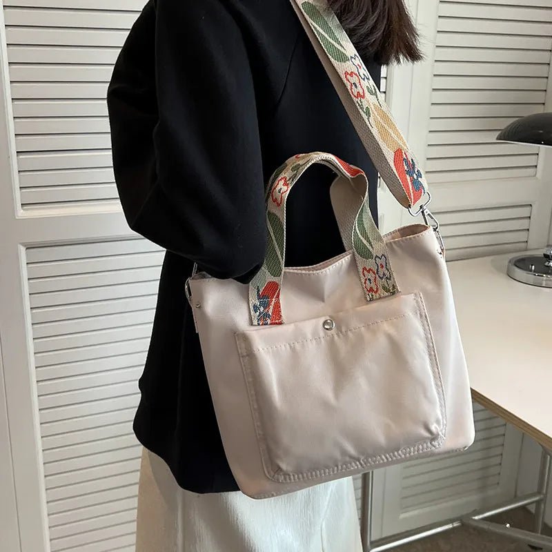 Women's Large Cloth Solid Color Sports Square Zipper Shoulder Bag Handbag - Miola