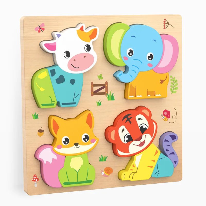 Mengshi Early Education Wooden Puzzle Baby Children Handmade Animal Shaped Gift - Miola