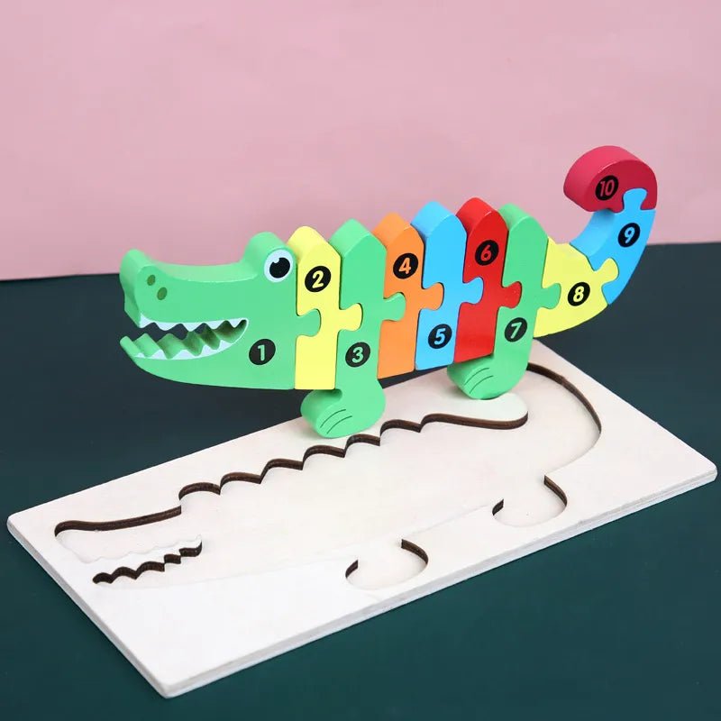 3d Wooden Dinosaur Puzzle Early Education Toys for Kids Assembly Building Blocks - Miola