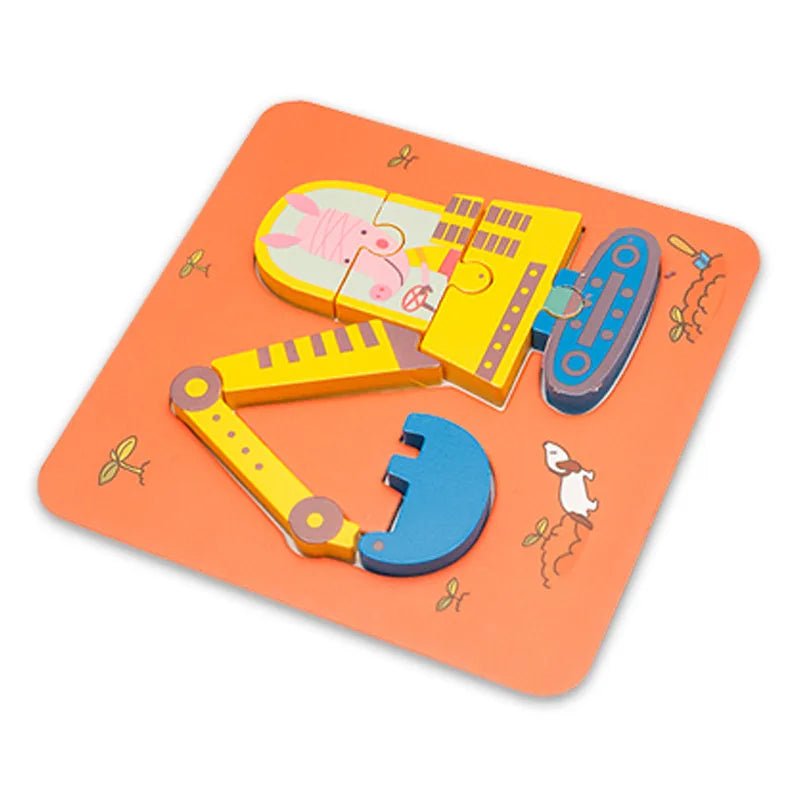 Children's Cartoon 3d Wooden Puzzle Educational Cognitive Animal Enrichment Toy - Miola