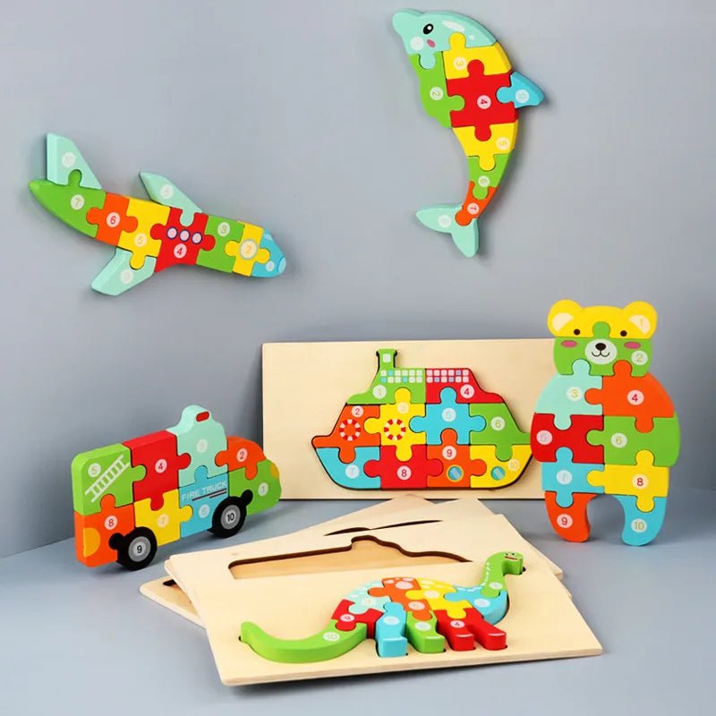3d Wooden Dinosaur Puzzle Early Education Toys for Kids Assembly Building Blocks - Miola