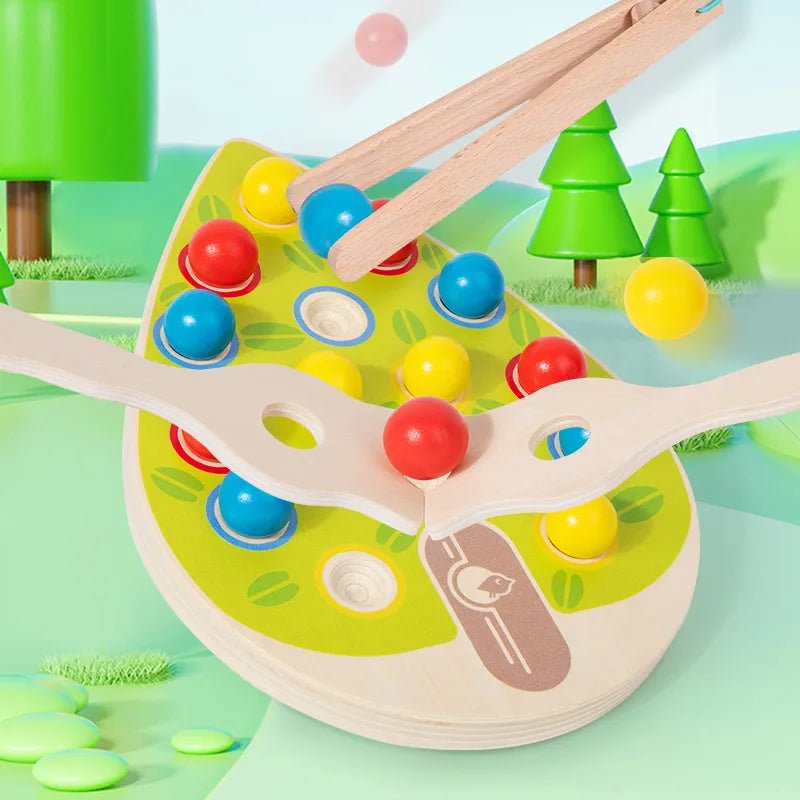 Wooden Fun Matching Beads Color Pairing Classification Cognitive Bowl Spoon Trai - Miola