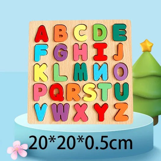 Wooden Colorful Alphabet Number Cognitive Matching Puzzle Kids Toys - Miola