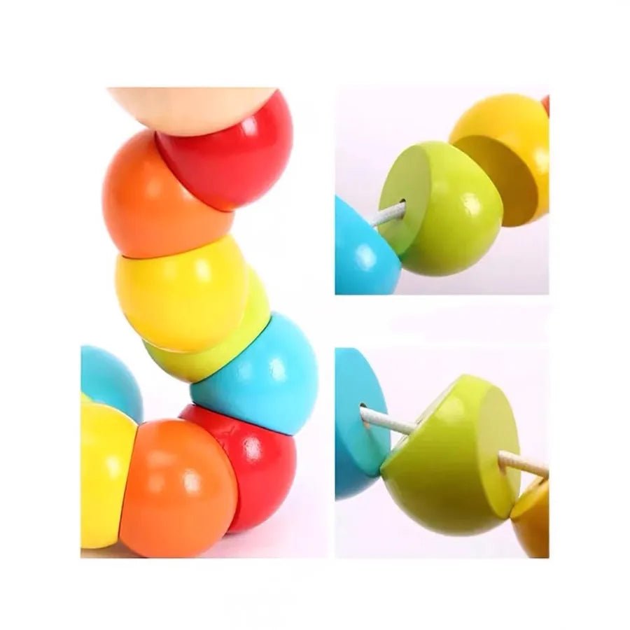 Educational Wooden Colorful Twisty Worm Model Diy Simulation Toy for Children Pr - Miola
