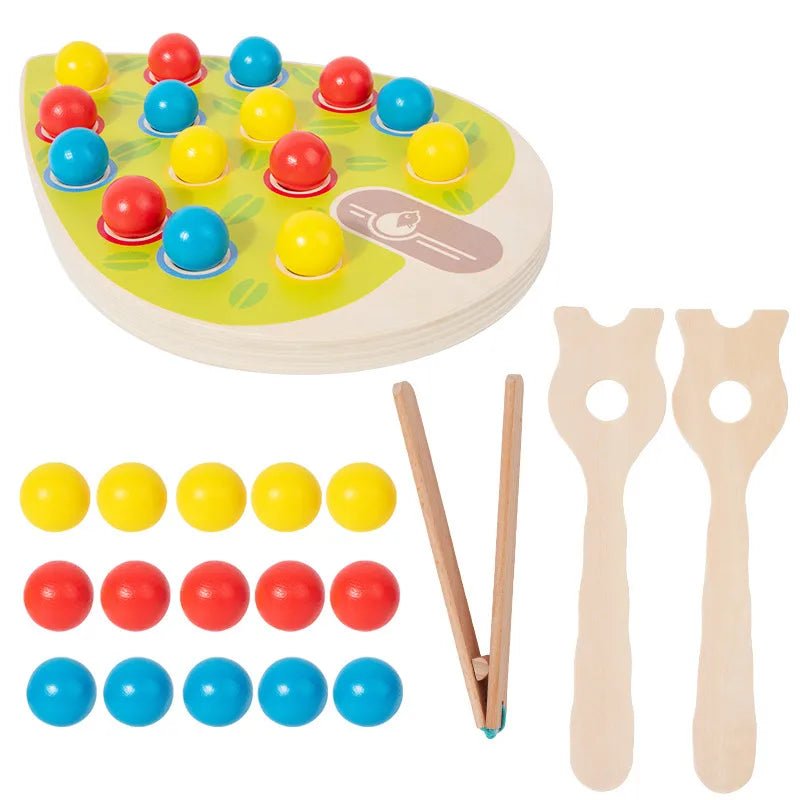 Wooden Fun Matching Beads Color Pairing Classification Cognitive Bowl Spoon Trai - Miola
