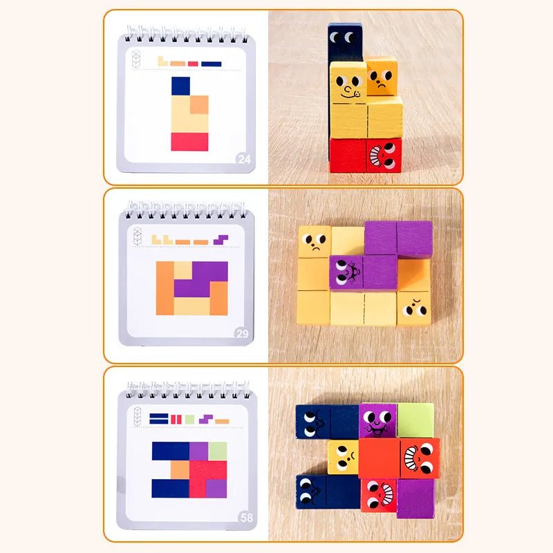 Educational Wooden Geometric Puzzle Blocks Children's Early Learning Space Assem - Miola