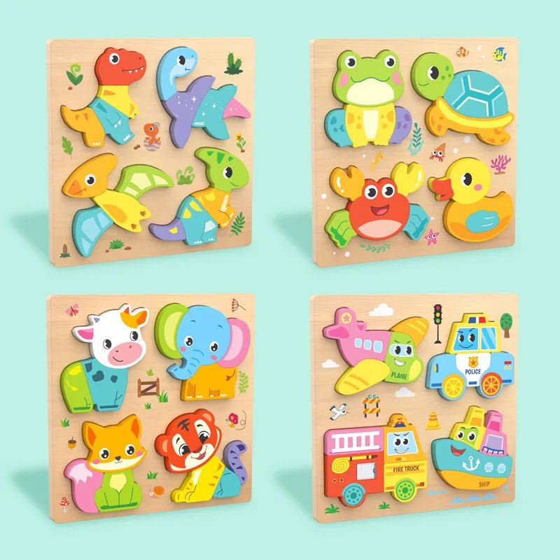 Mengshi Early Education Wooden Puzzle Baby Children Handmade Animal Shaped Gift - Miola