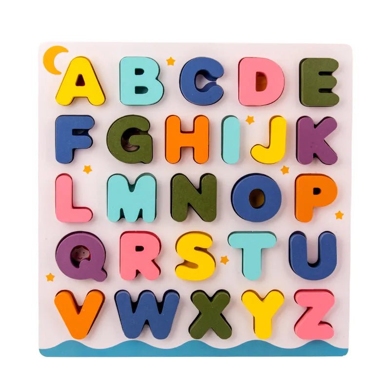 Wooden Colorful Alphabet Number Cognitive Matching Puzzle Kids Toys - Miola