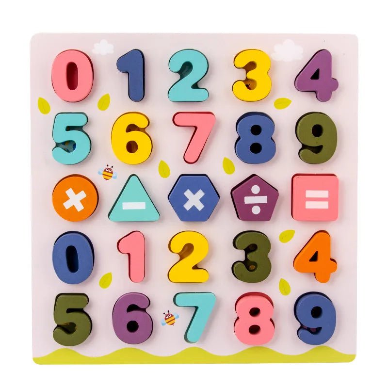 Wooden Colorful Alphabet Number Cognitive Matching Puzzle Kids Toys - Miola