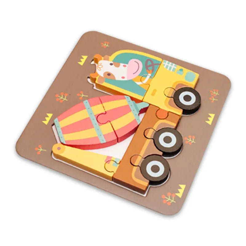 Children's Cartoon 3d Wooden Puzzle Educational Cognitive Animal Enrichment Toy - Miola