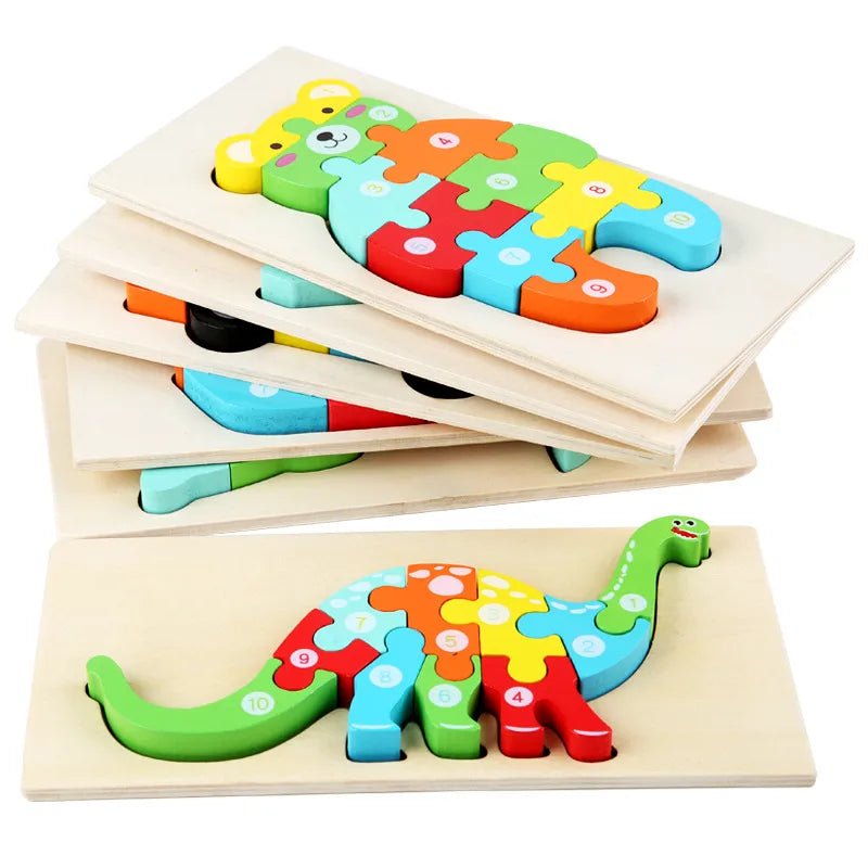 3d Wooden Dinosaur Puzzle Early Education Toys for Kids Assembly Building Blocks - Miola