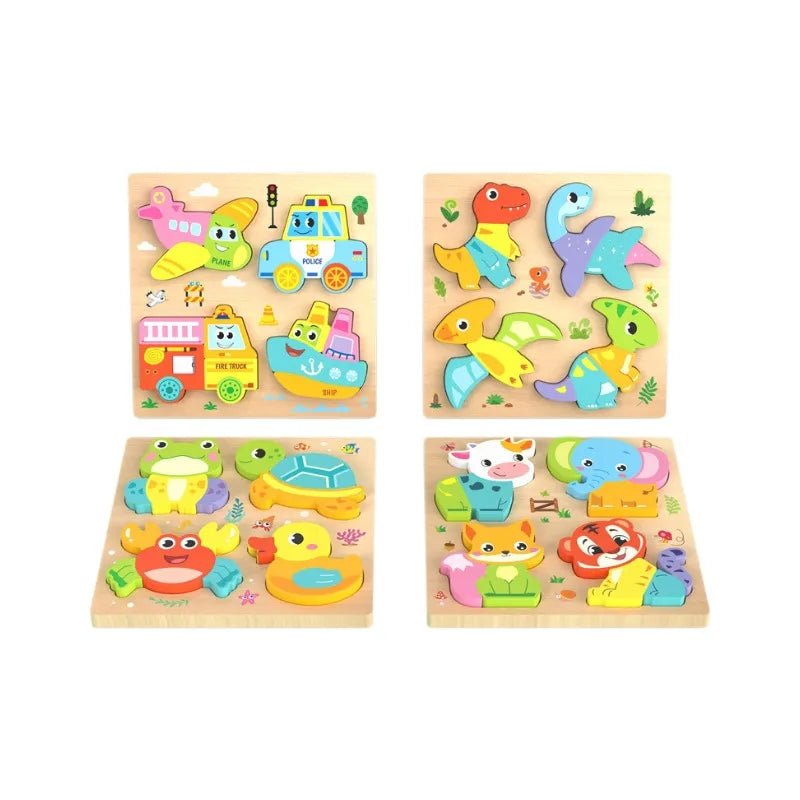 Mengshi Early Education Wooden Puzzle Baby Children Handmade Animal Shaped Gift - Miola