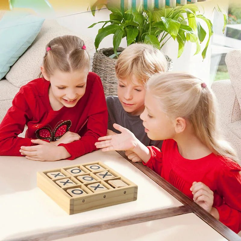 Educational Wooden Xoxo Checkers Game for Kids Fun Interactive Dual Player Chall - Miola