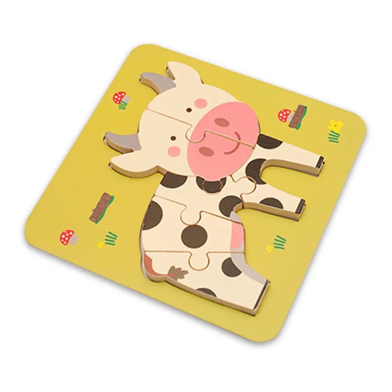 Children's Cartoon 3d Wooden Puzzle Educational Cognitive Animal Enrichment Toy - Miola