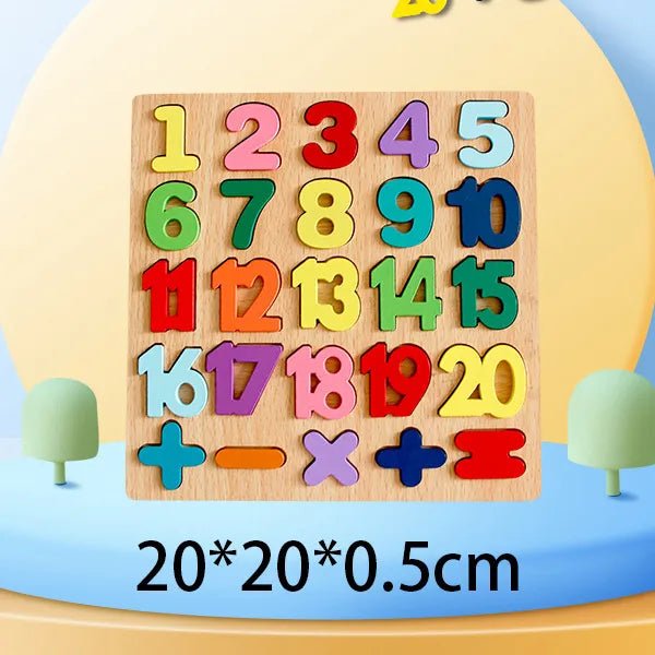 Wooden Colorful Alphabet Number Cognitive Matching Puzzle Kids Toys - Miola