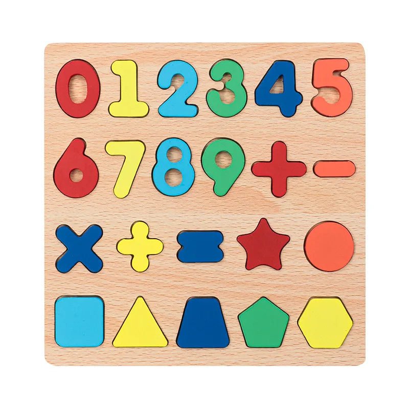 Wooden Colorful Alphabet Number Cognitive Matching Puzzle Kids Toys - Miola