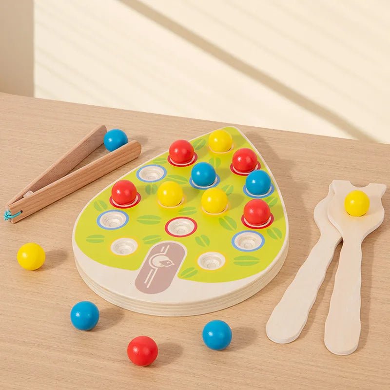 Wooden Fun Matching Beads Color Pairing Classification Cognitive Bowl Spoon Trai - Miola