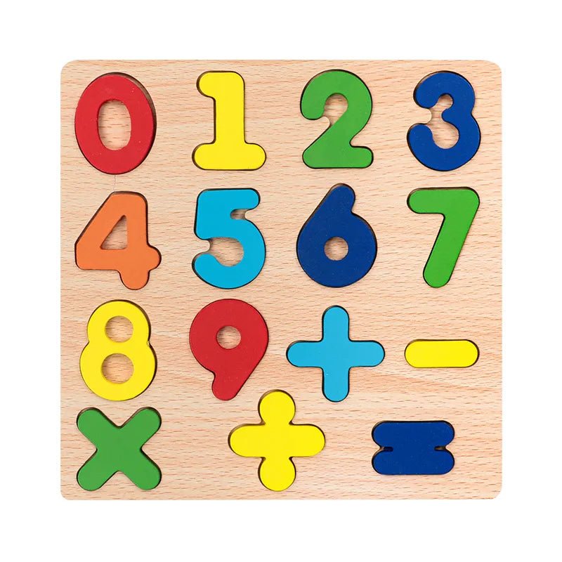 Wooden Colorful Alphabet Number Cognitive Matching Puzzle Kids Toys - Miola