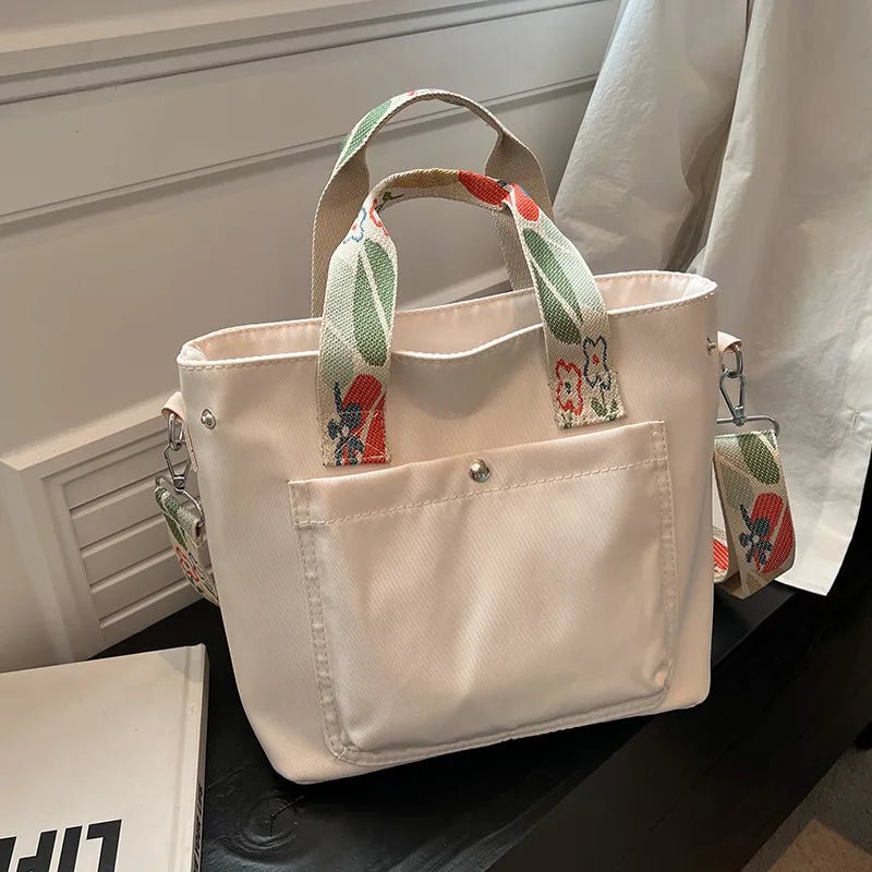 Women's Large Cloth Solid Color Sports Square Zipper Shoulder Bag Handbag - Miola