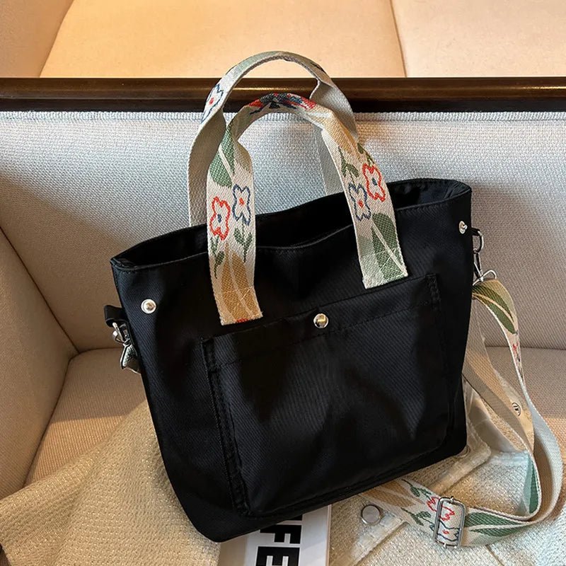 Women's Large Cloth Solid Color Sports Square Zipper Shoulder Bag Handbag - Miola