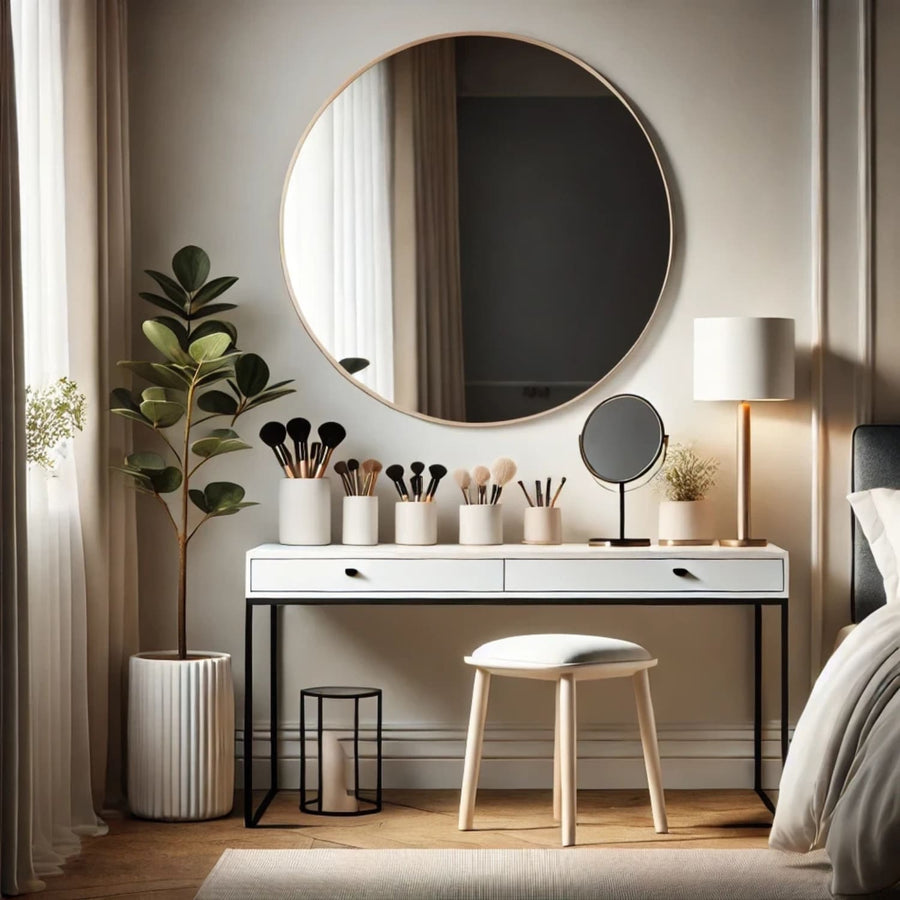 Large Round Gold Metal Mirror