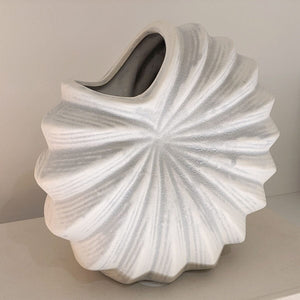 White Textured Shell Decorative Vase