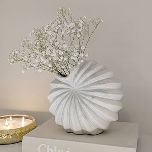 White Textured Shell Decorative Vase
