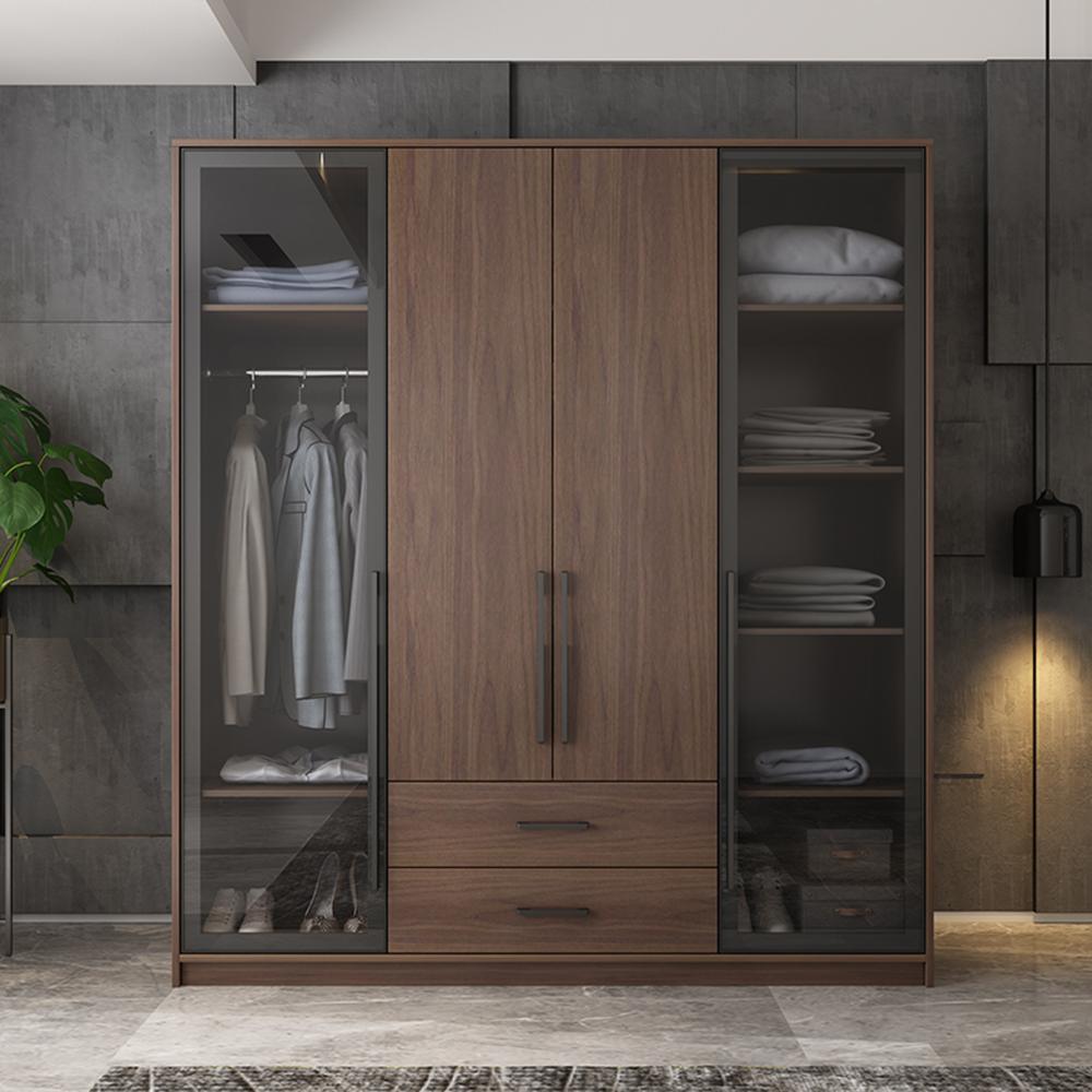 Sanders Wardrobe, Wooden & Black - Miola