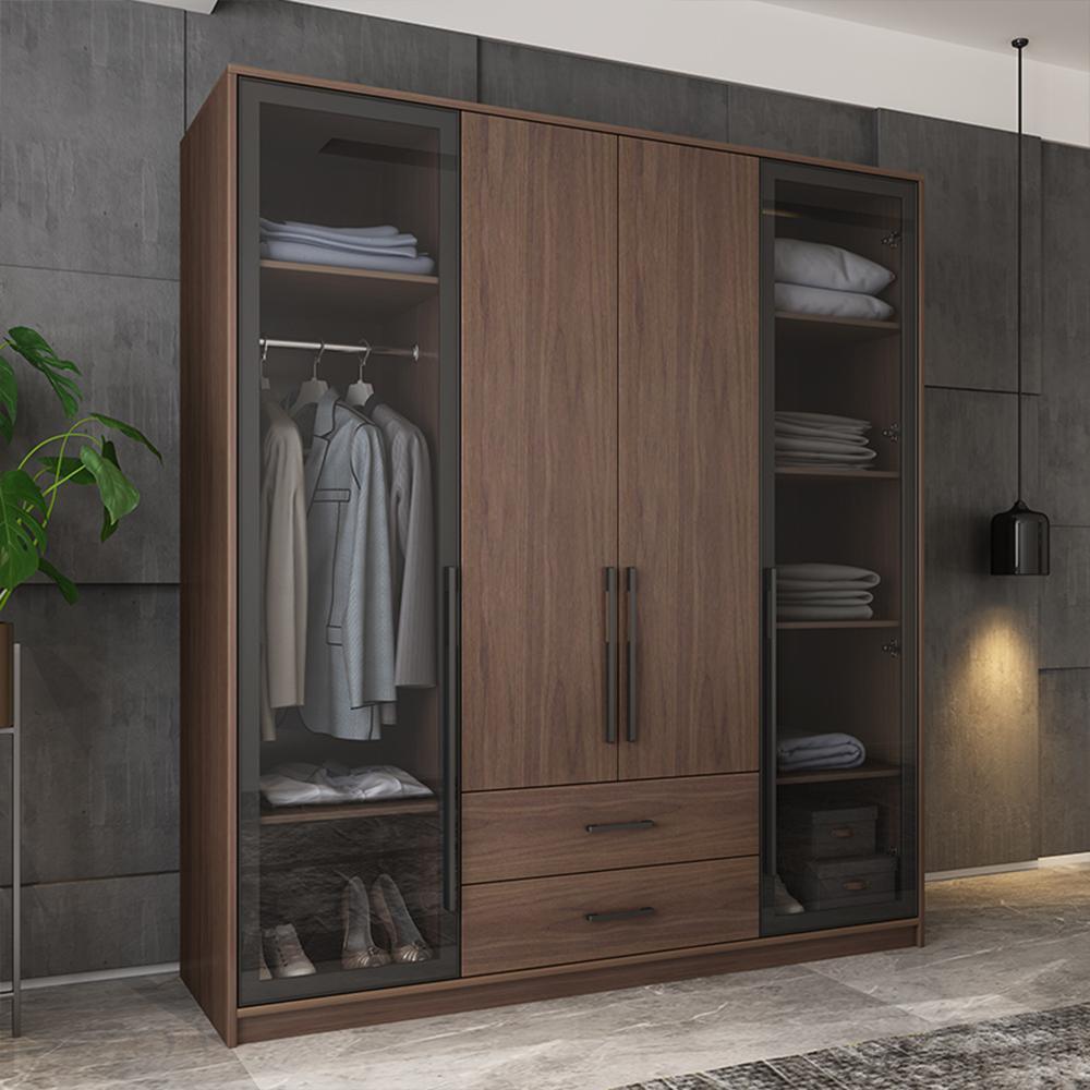 Sanders Wardrobe, Wooden & Black - Miola