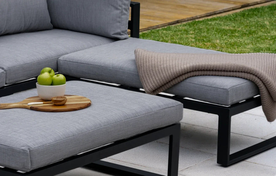 Grey 4 Seater Modular Aluminium Lounge Set with Side Cushions