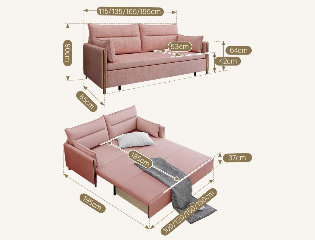 SB122 Two Seater Sofa Bed, Linen - Miola