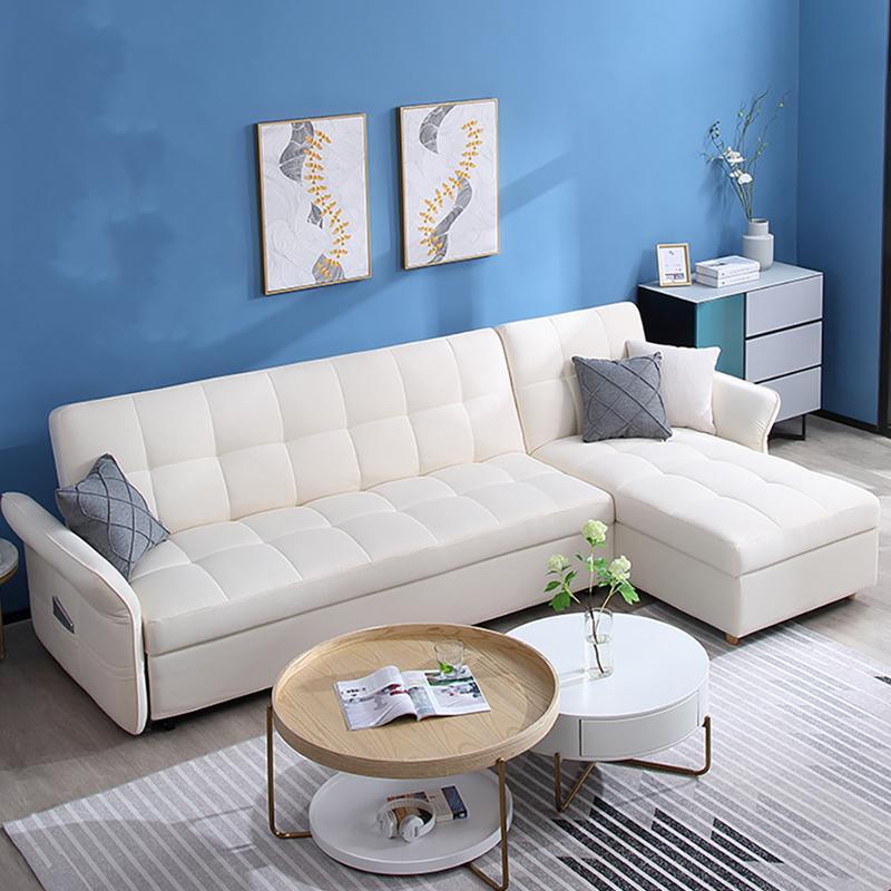 SB162 Three Seater Corner Sofa Bed, White - Miola