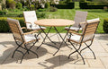 Sicily 4 Seater Teak and Wrought Iron Round 110cm Garden Dining Set - Miola