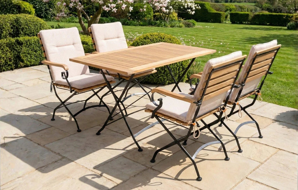 Sicily 4 Seater Teak and Wrought Iron Rectangular 120cm Garden Dining Set - Miola