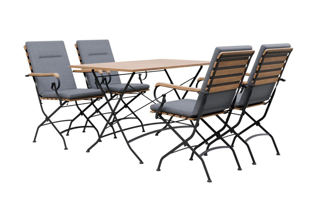 Sicily 4 Seater Teak and Wrought Iron Rectangular 120cm Garden Dining Set - Miola