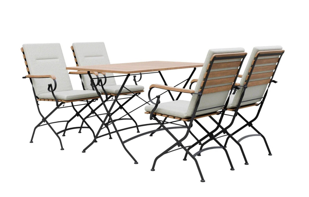 Sicily 4 Seater Teak and Wrought Iron Rectangular 120cm Garden Dining Set - Miola