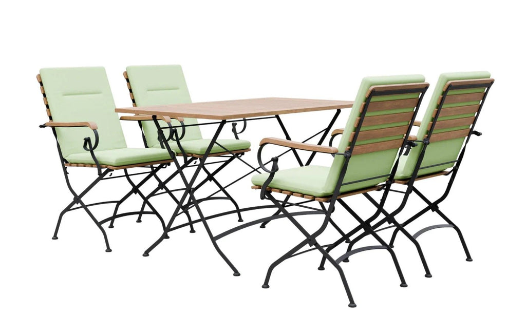Sicily 4 Seater Teak and Wrought Iron Rectangular 120cm Garden Dining Set - Miola