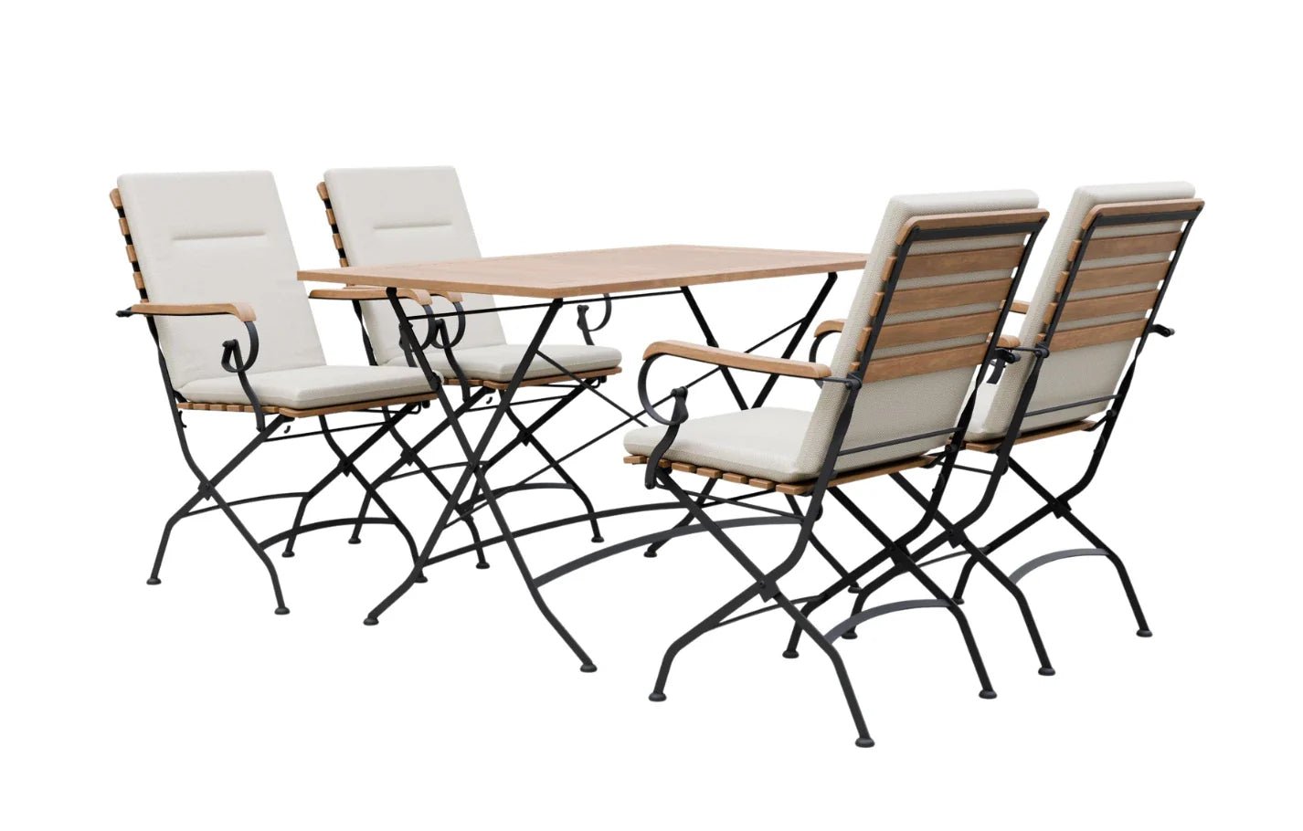 Sicily 4 Seater Teak and Wrought Iron Rectangular 120cm Garden Dining Set - Miola