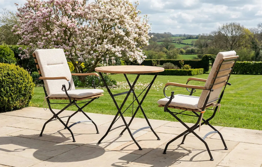 Sicily 2 Seater Teak and Wrought Iron Round Garden Dining Set - Miola
