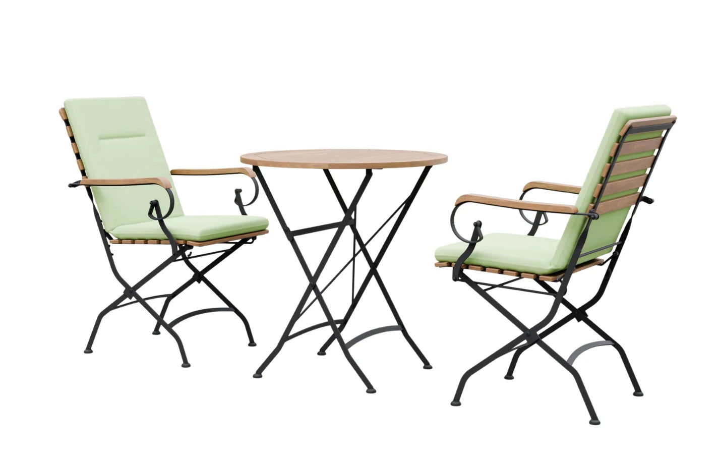 Sicily 2 Seater Teak and Wrought Iron Round Garden Dining Set - Miola