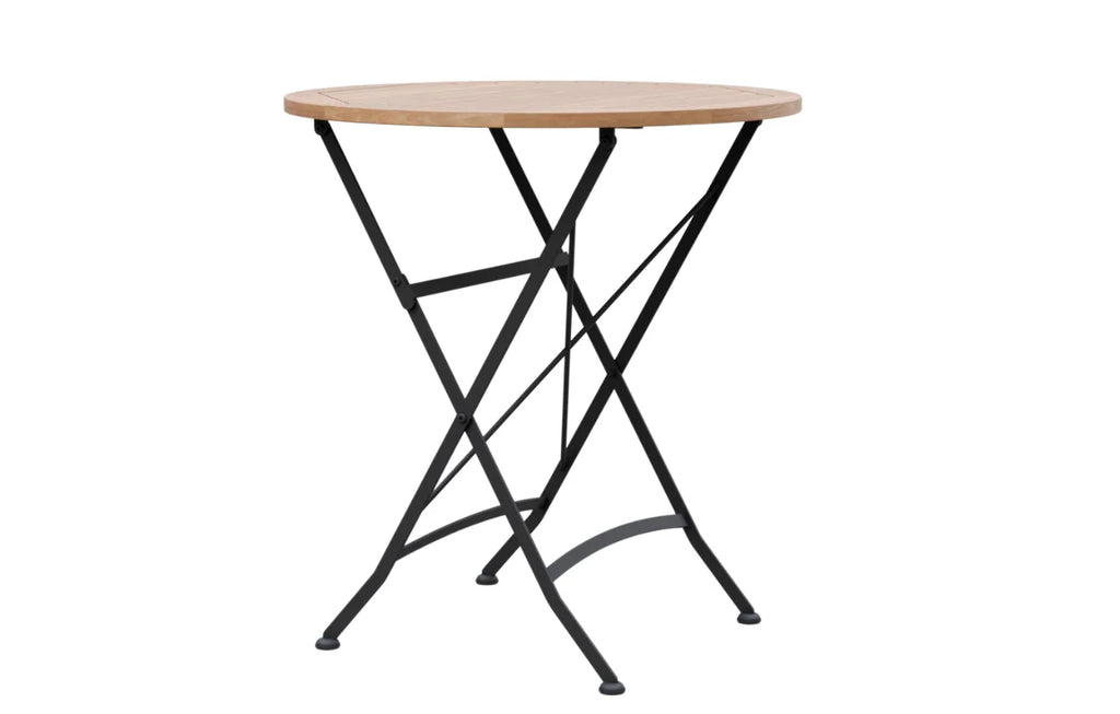 Sicily 2 Seater Teak and Wrought Iron Round 70cm Garden Dining Set - Miola