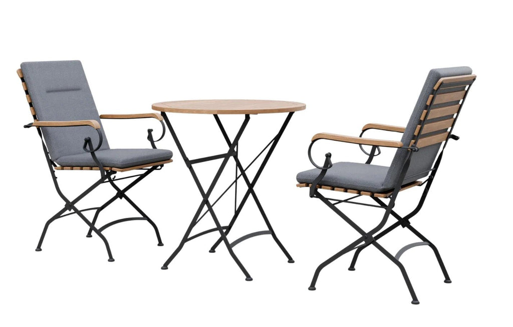 Sicily 2 Seater Teak and Wrought Iron Round 70cm Garden Dining Set - Miola