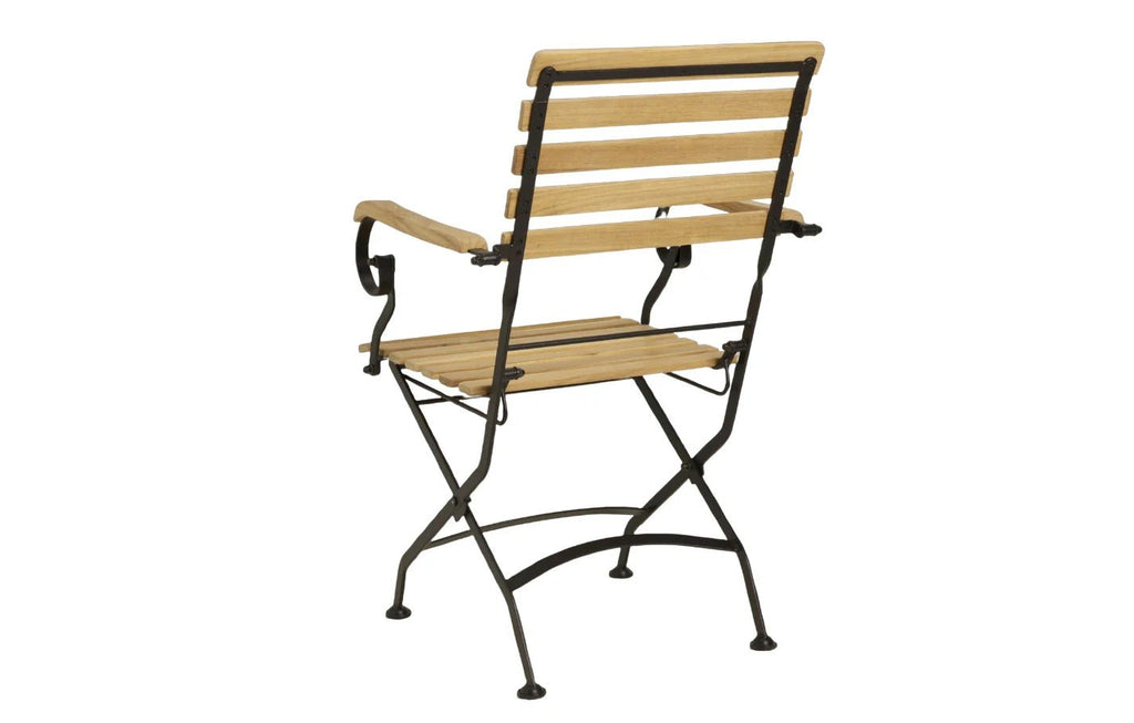 Sicily 4 Seater Teak and Wrought Iron Round 110cm Garden Dining Set - Miola